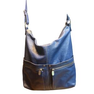 Prune Blue Leather Shoulder Bag